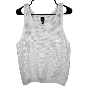 River Island White Cable Knit Women’s Tank Casual Coastal Clean Girl Top Sz M